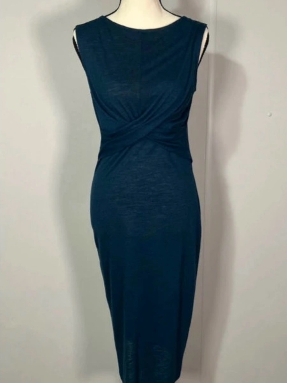 Sleeveless Twist-Front Midi Dress in Deep Teal
